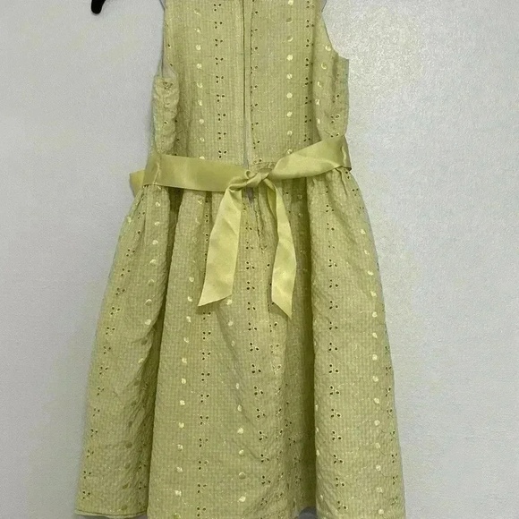 BONNIE JEAN Dress Girls Size 12 Yellow Eyelet Party Bow Sash Special Occasion - Picture 5 of 6